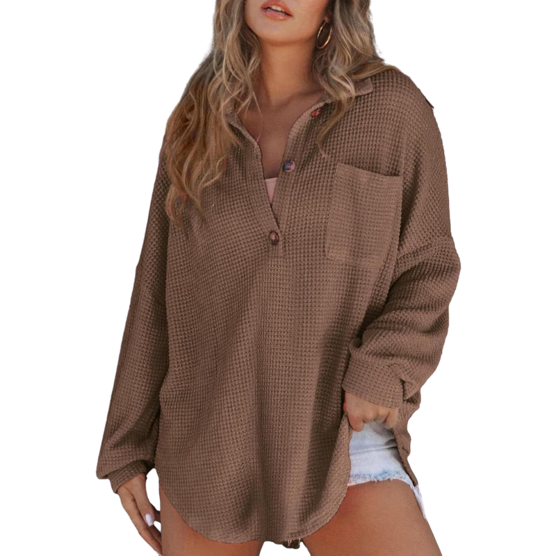KATHRYN™ | Casual Lightweight Button V Neck Tunic Blouse