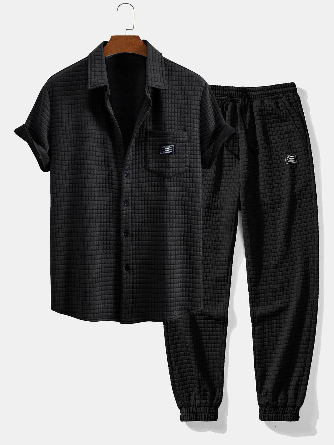 Ron | Korte Mouw Wafelshirt & Trekkoord Wafel Joggingbroek