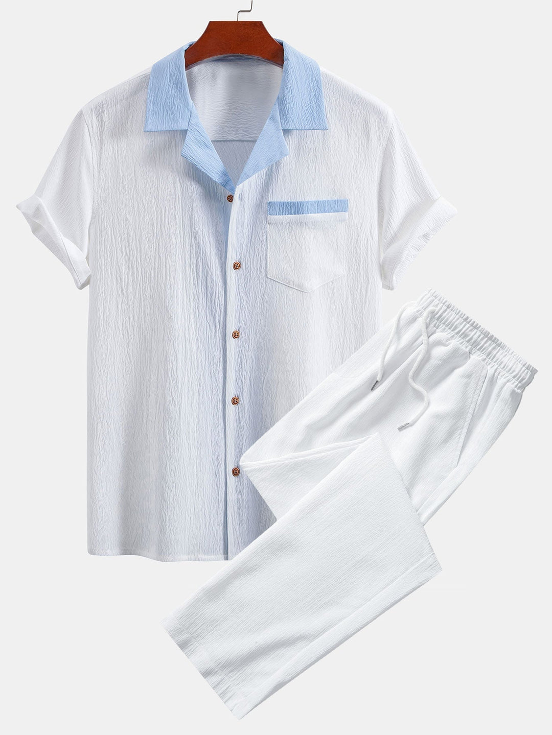 Lut | Textured Contrast Cuban Shirt & Straight Leg Pants