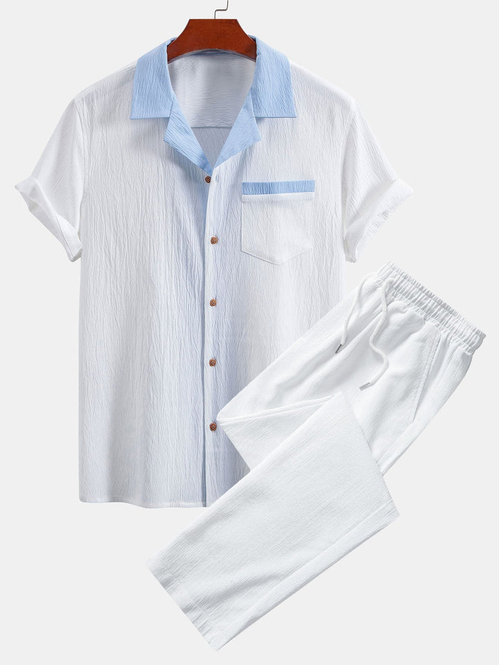 Lut | Textured Contrast Cuban Shirt & Straight Leg Pants