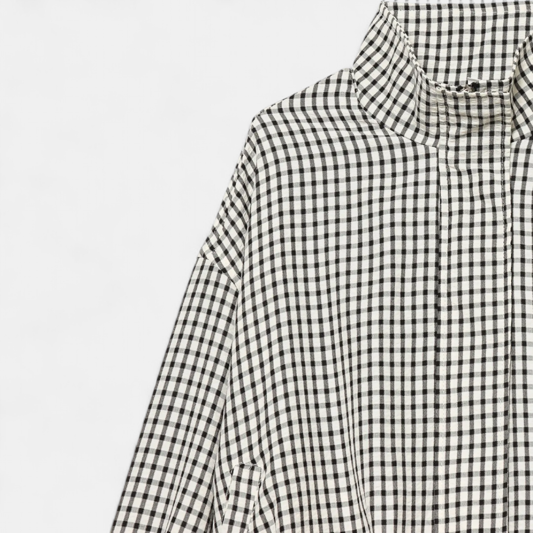 BEXLYN™ – Gingham Check Cropped Bomber Jacket