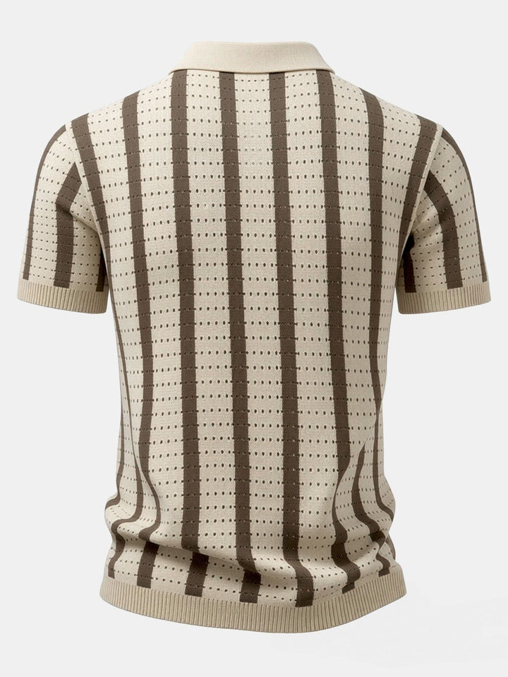 Aaron | Stripe Button Up Knit Shirt & Straight Leg Linen Pants