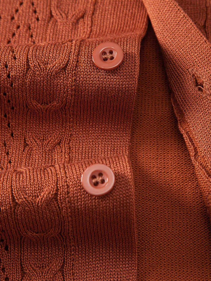 Jalen | Twisted Jacquard Button Up Knit Shirt & Straight Leg Linen Pants