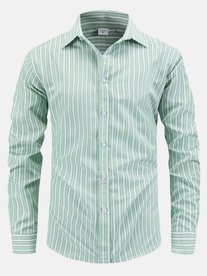 Chris | Long Sleeve Striped Button-Up Shirt