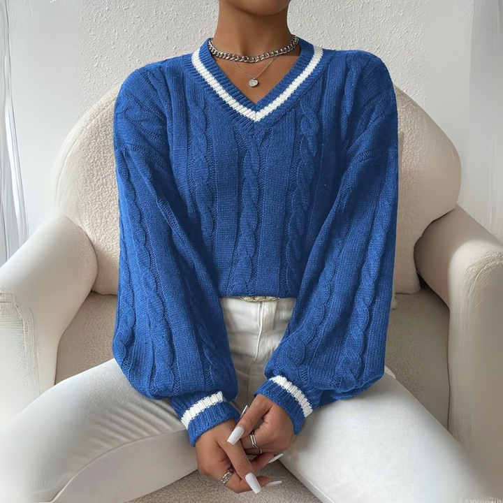 SOVU™ | Chic Long Sleeve V-Neck Sweater
