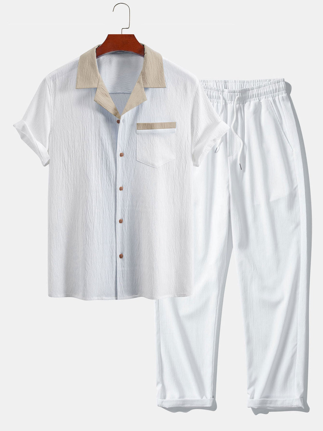 Lut | Textured Contrast Cuban Shirt & Straight Leg Pants