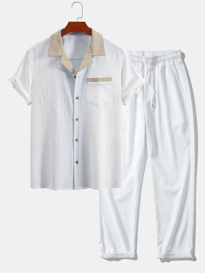 Lut | Textured Contrast Cuban Shirt & Straight Leg Pants