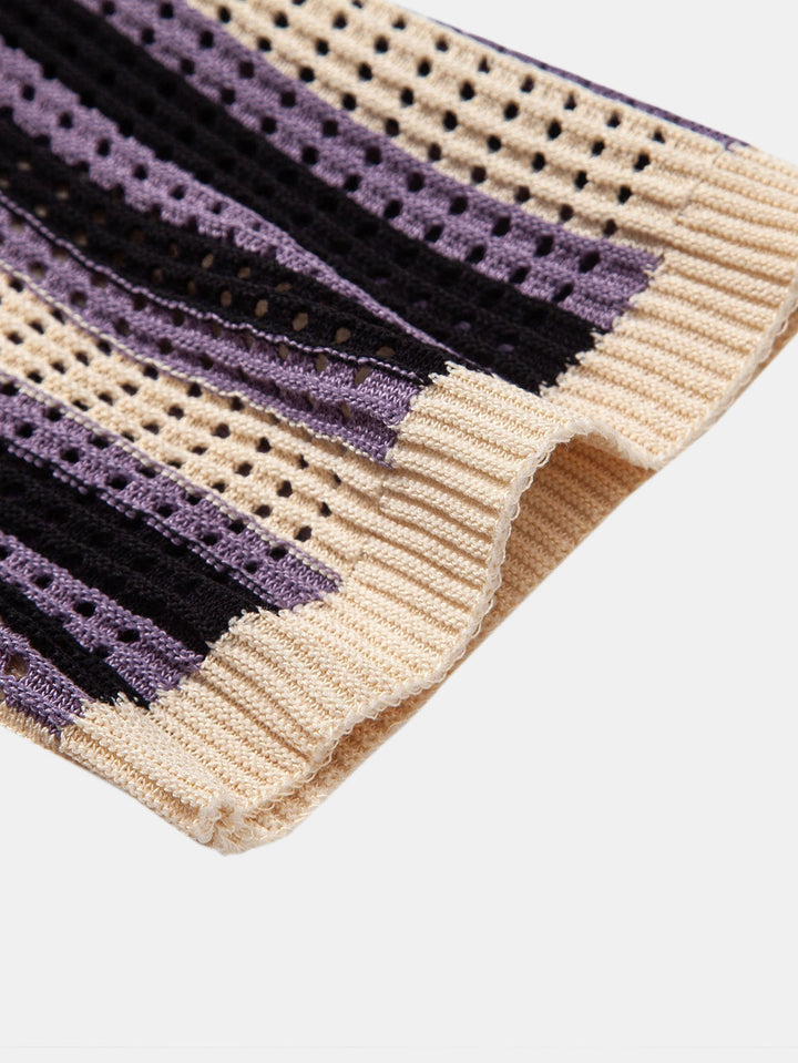 Dan | Striped Eyelet Crochet Shirt
