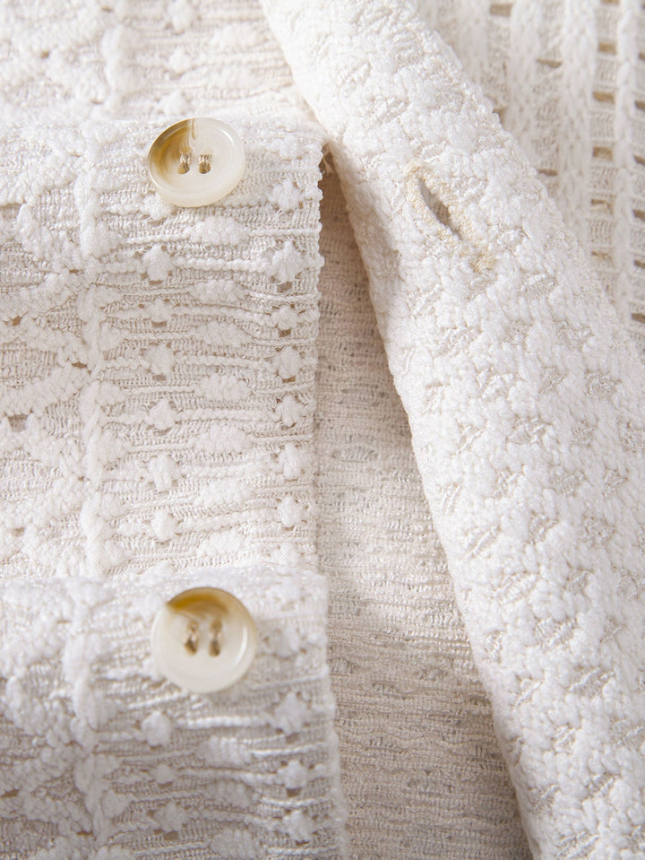 Trai | Geometric Jacquard Cuban Collar Shirt & Straight Leg Linen Pants