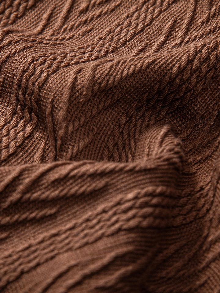 Donovan | Textuur Jacquard Cubaanse Shirt & Kreukel Textuur Rechte Pantalon