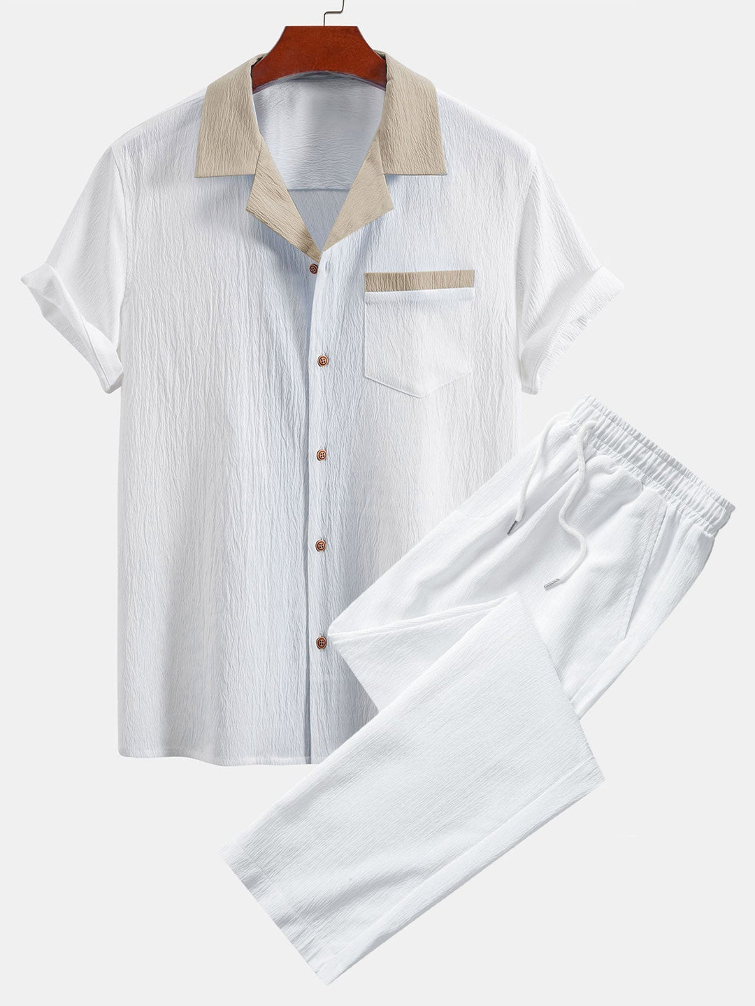 Lut | Textured Contrast Cuban Shirt & Straight Leg Pants