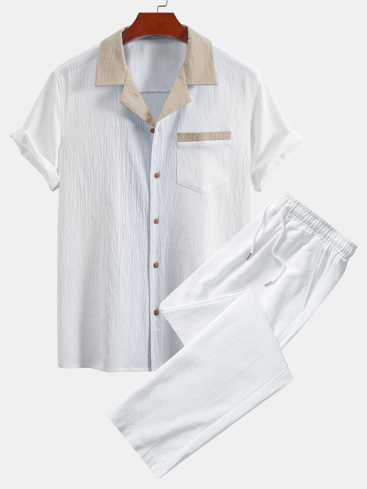 Lut | Textured Contrast Cuban Shirt & Straight Leg Pants