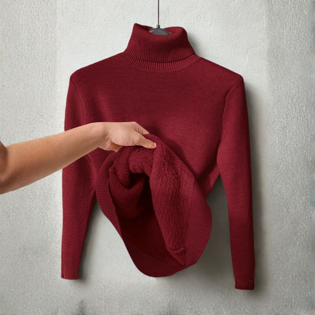SCozy Plain Turtle Neck Long Sleeve Sweater