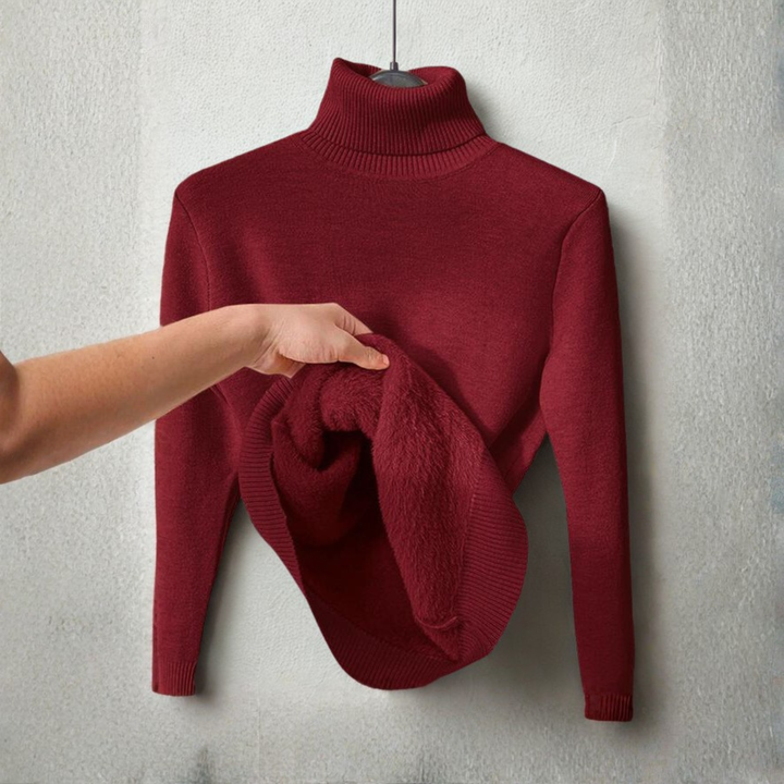 SCozy Plain Turtle Neck Long Sleeve Sweater