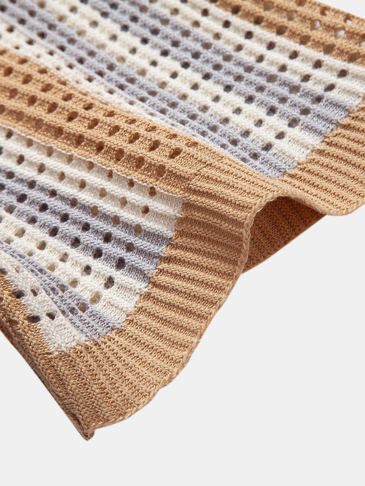 Dan | Striped Eyelet Crochet Shirt