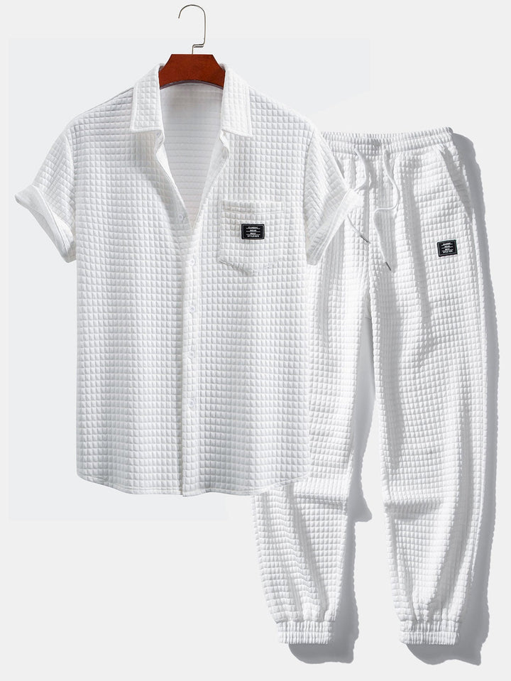 Ron | Korte Mouw Wafelshirt & Trekkoord Wafel Joggingbroek