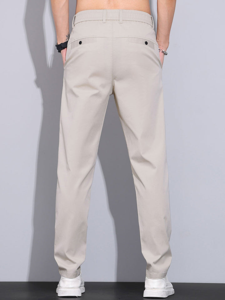 Bobby | Contrast Trim Ribbed Johnny Collar Knit Polo & Elastic Waist Straight Leg Trousers