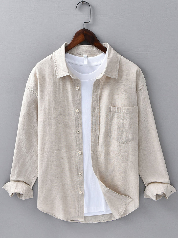 Alex | Long Sleeve Linen and Cotton Shirt with Pocket