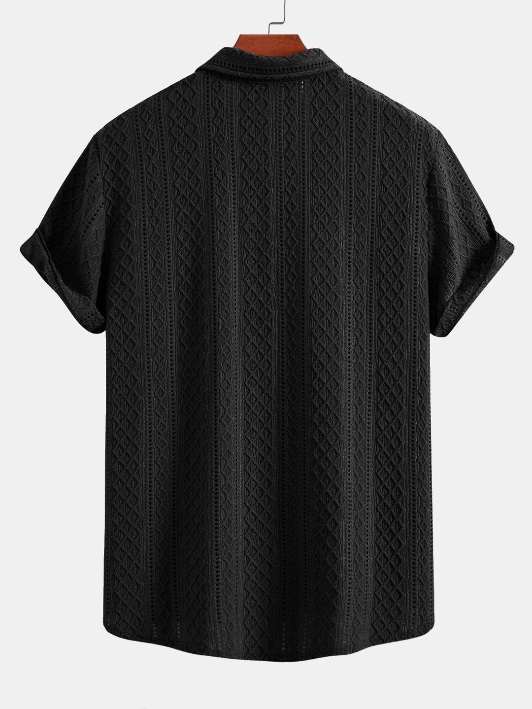 Matt | Geometry Rhombus Jacquard Button Up Shirt & Crinkle Textured Straight Leg Pants