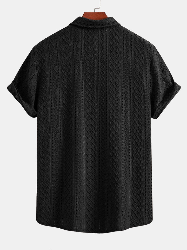 Matt | Geometry Rhombus Jacquard Button Up Shirt & Crinkle Textured Straight Leg Pants