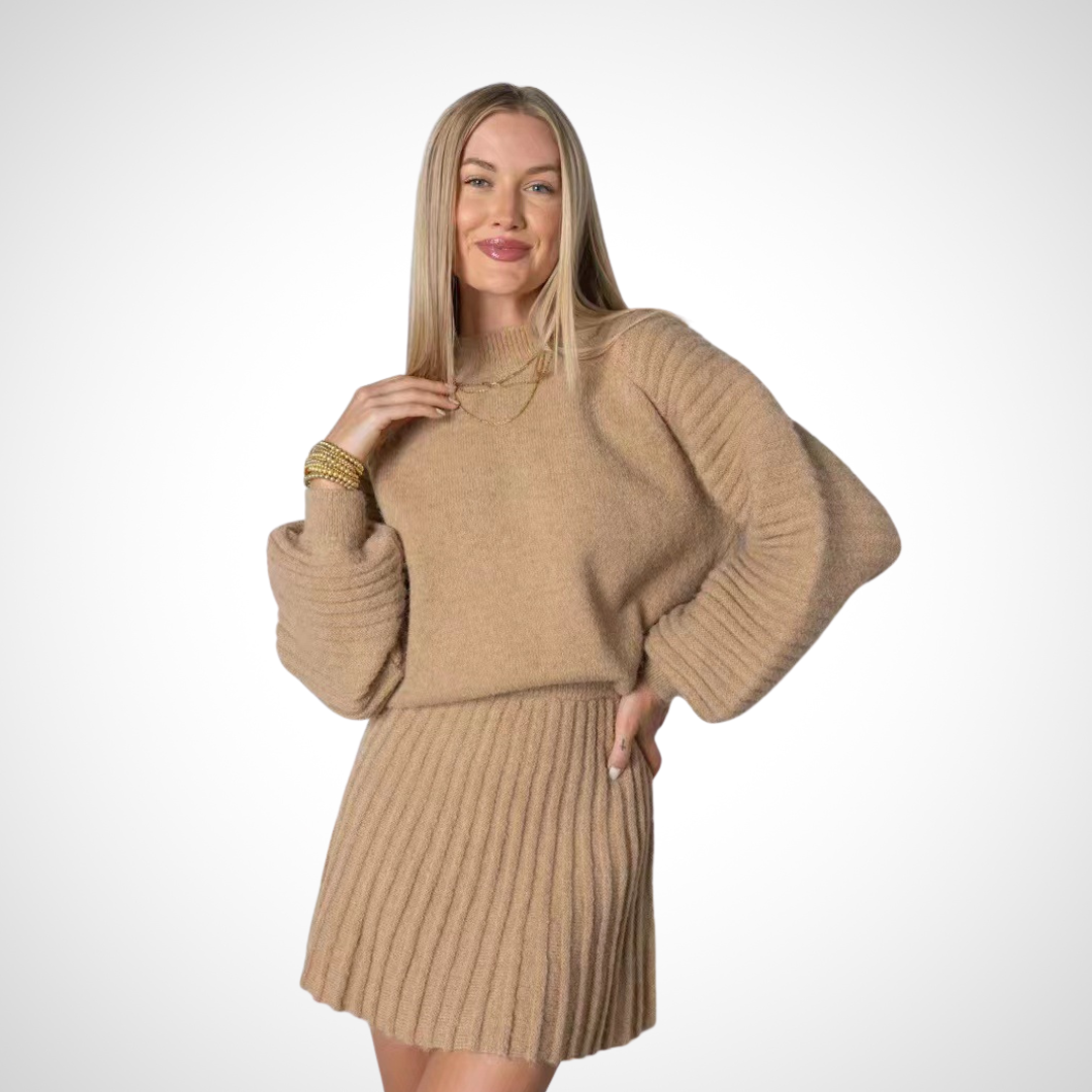 LOUISA™| Elegant Ribbed Knit Two-Piece Fall Outfit