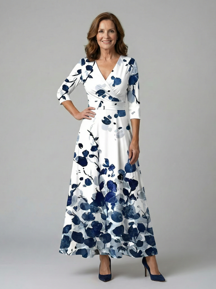 Celine | Midi Crossed Dress with Collar