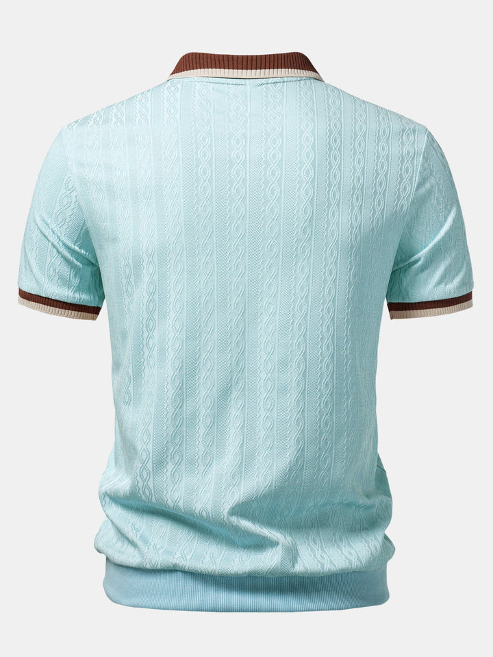 Max | Contrast Trim Textured Zipper Knit Polo & Slim Fit Tapered Trousers