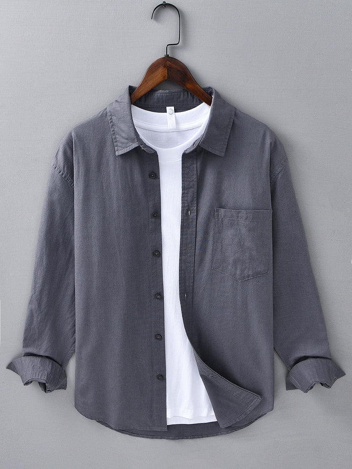 Alex | Long Sleeve Linen and Cotton Shirt with Pocket