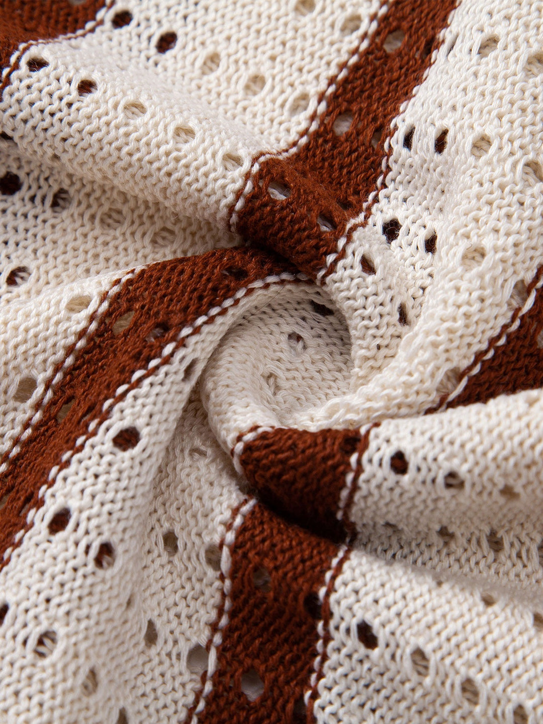 Dan | Stripe Open Knit Shirt & Crinkle Textured Drawstring 5" Shorts
