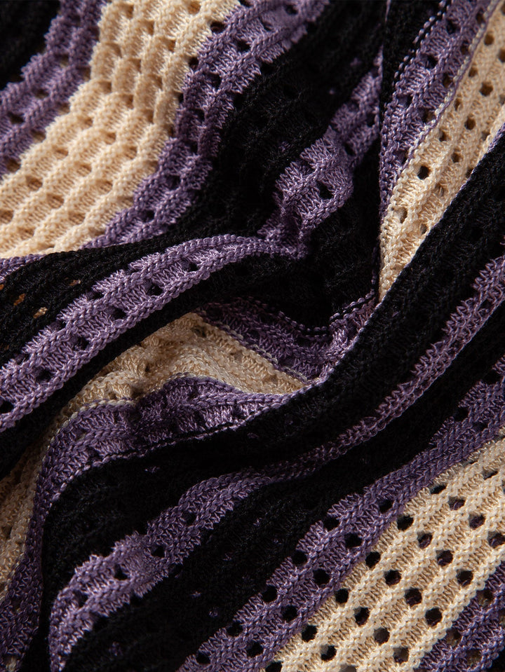 Dan | Striped Eyelet Crochet Shirt