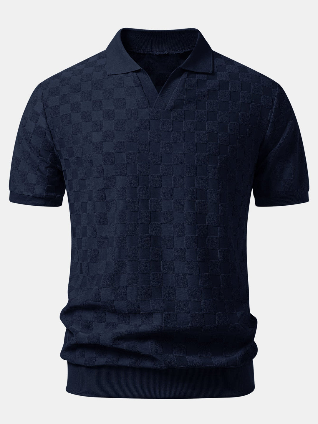 Drake | Checkerboard V-Neck Knit Polo & Slim Fit Tapered Trousers