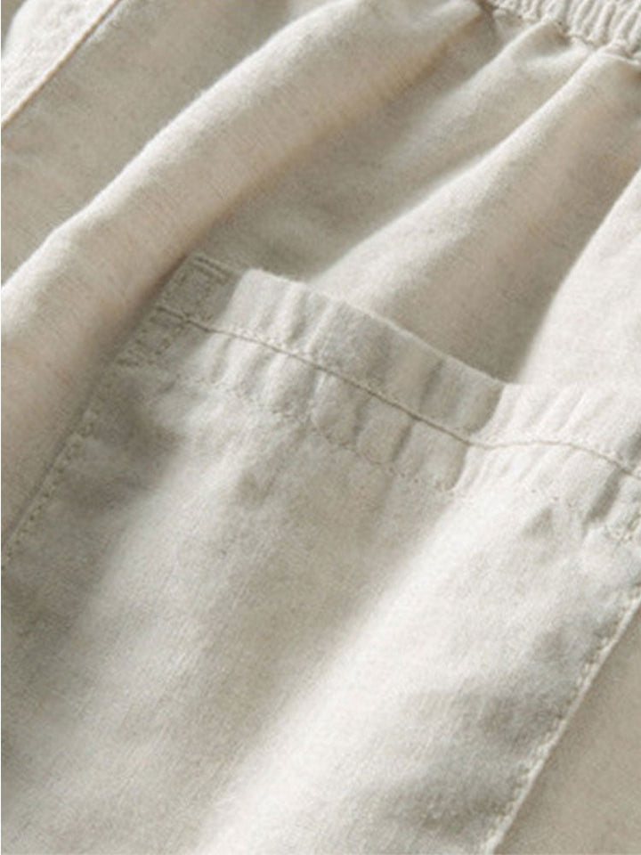 Open Knit Shirt & Straight Leg Linen Pants