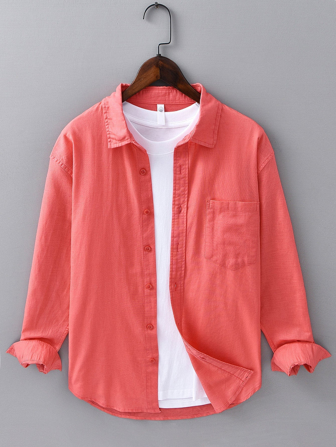 Alex | Long Sleeve Linen and Cotton Shirt with Pocket
