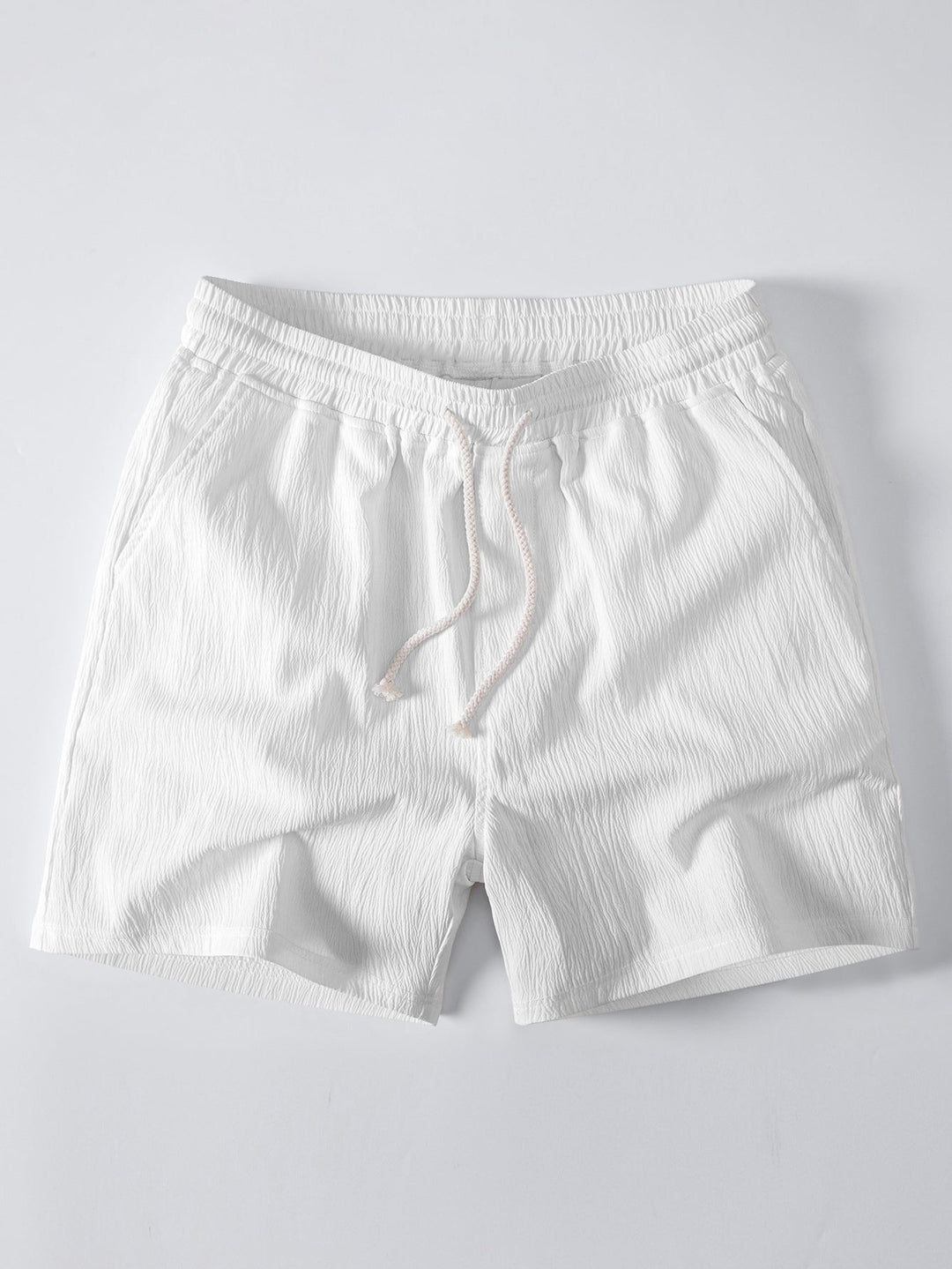 Carlos | Relax Fit Crocheted V Neck Polo & Crinkle Textured Drawstring 5" Shorts