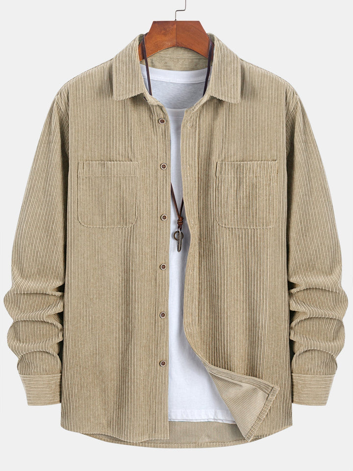 Ron | Long Sleeve Corduroy Shirt with Pocket and Buttons