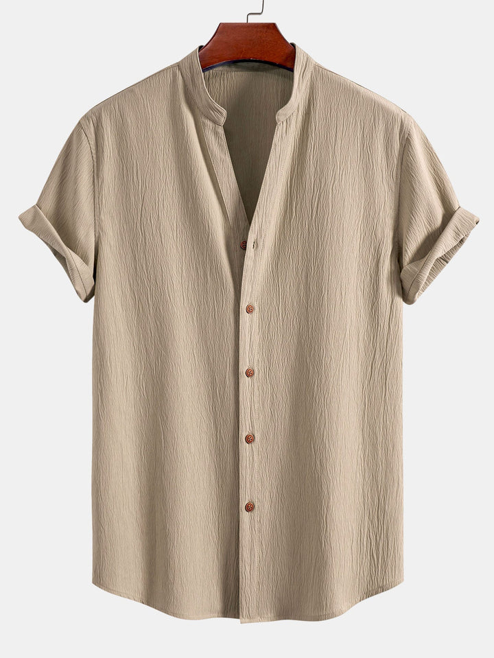 Jamal | Gerimpelde textuur<tc>rood</tc> V-hals shirt &amp; kreuk textuur<tc>rood</tc> Rechte broek