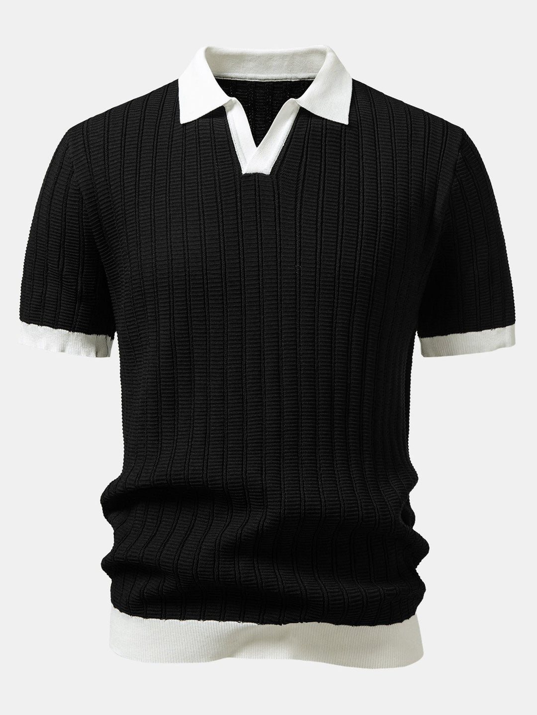 Alec | Contrast Textured Johnny Collar Polo & Slim Fit Tapered Trousers