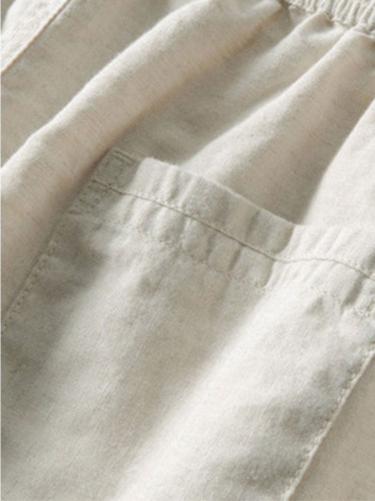 Trai | Geometric Jacquard Cuban Collar Shirt & Straight Leg Linen Pants