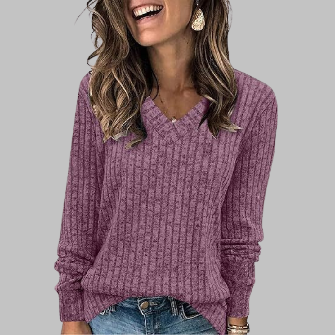 DERI™ | Comfy V-Neck Long Sleeve Top