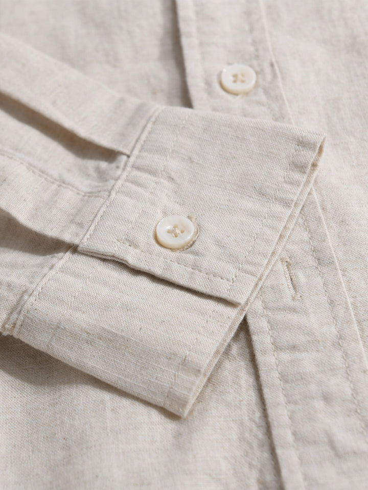 Alex | Long Sleeve Linen and Cotton Shirt with Pocket