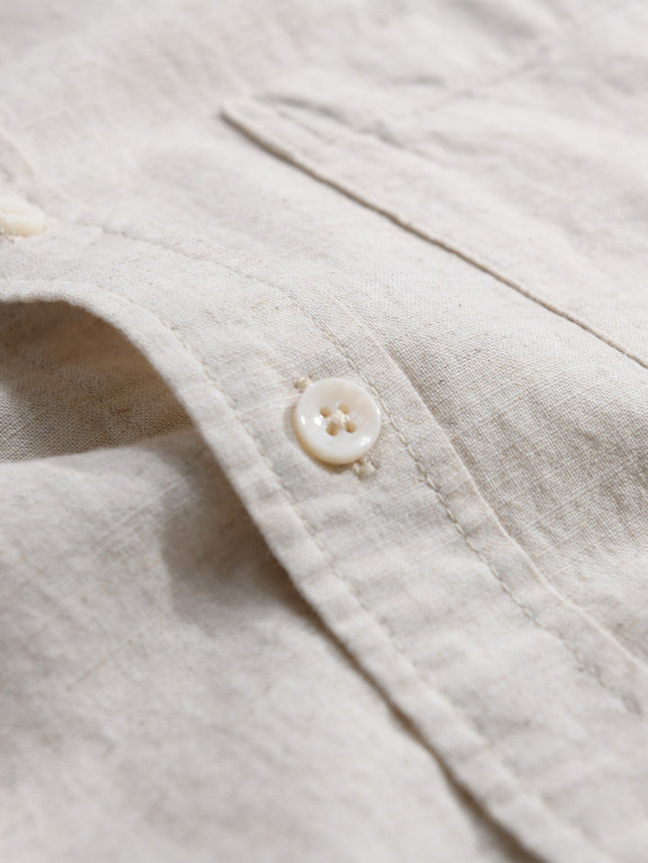 Alex | Long Sleeve Linen and Cotton Shirt with Pocket