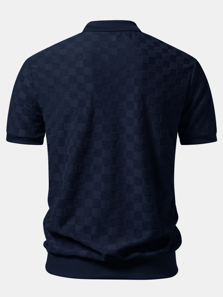Drake | Checkerboard V-Neck Knit Polo & Slim Fit Tapered Trousers