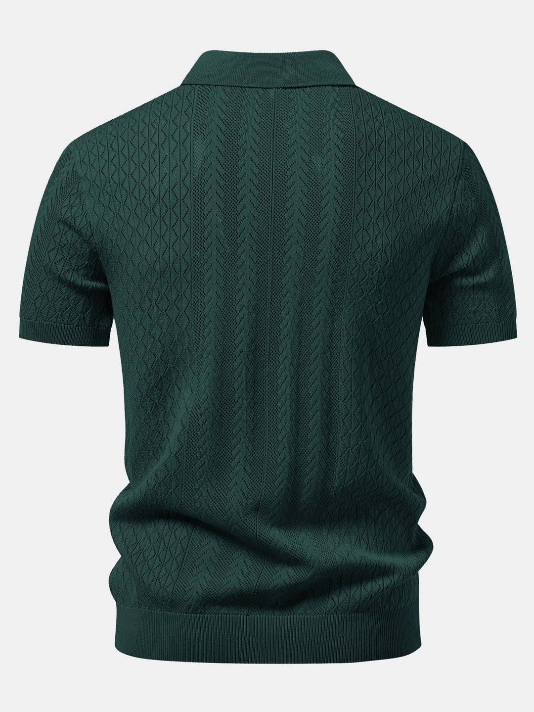 Dexter | Geometric Jacquard Open Knit Polo & Straight Leg Ribbed Pants