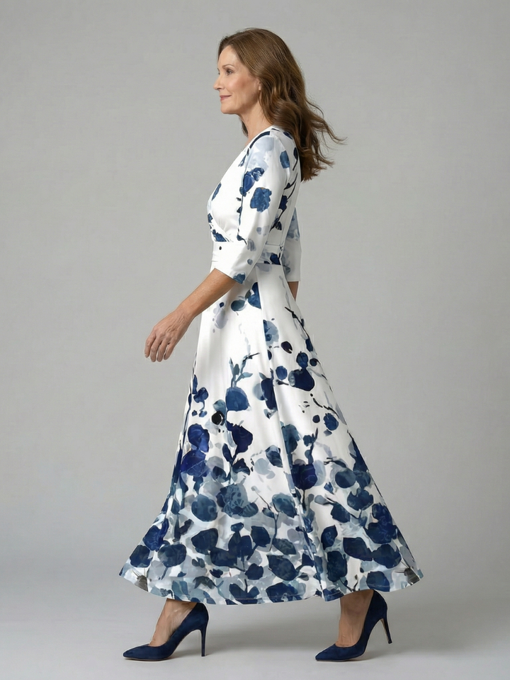 Celine | Midi Crossed Dress with Collar