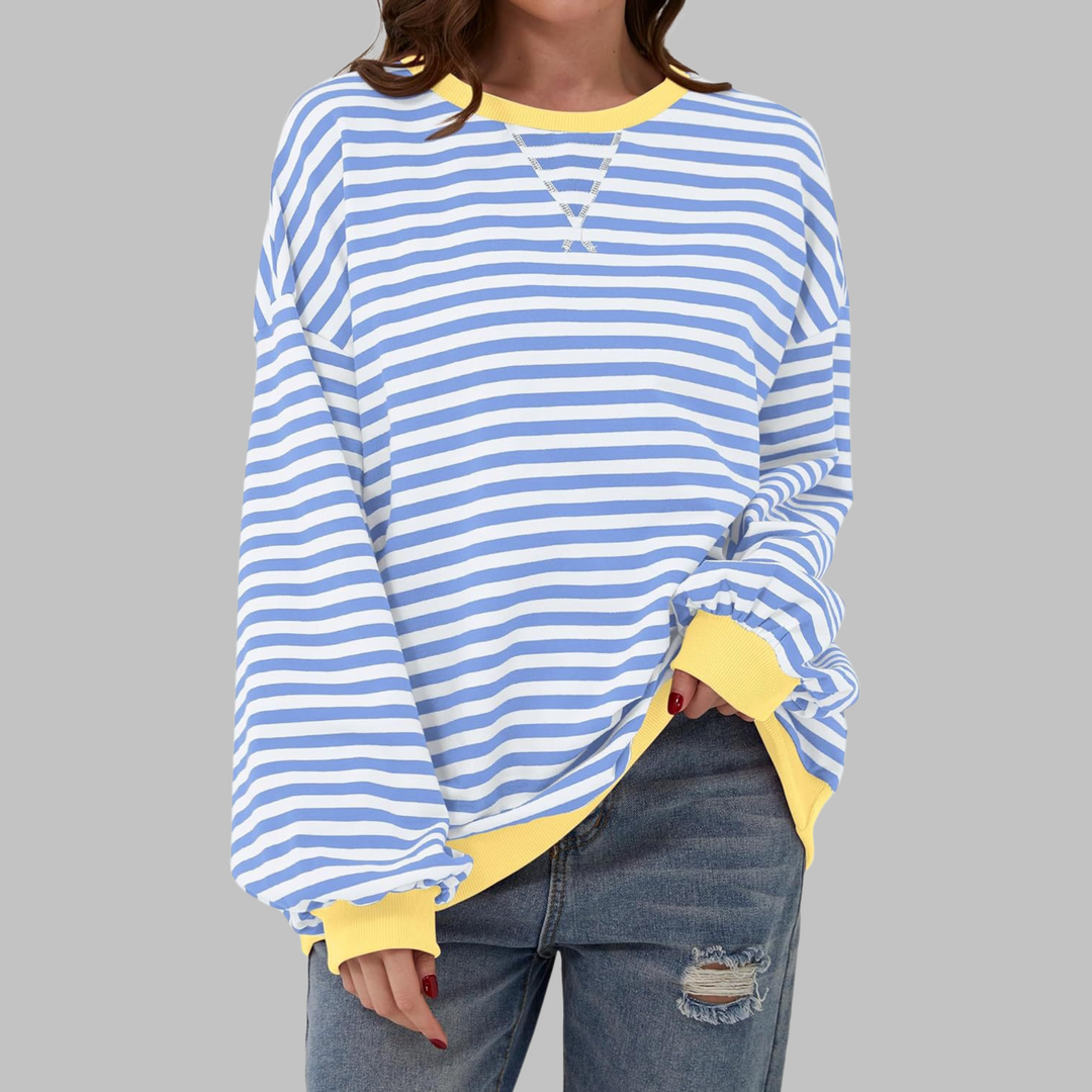 LUKA™ | Casual Long Sleeve Round Neck Striped Shirt