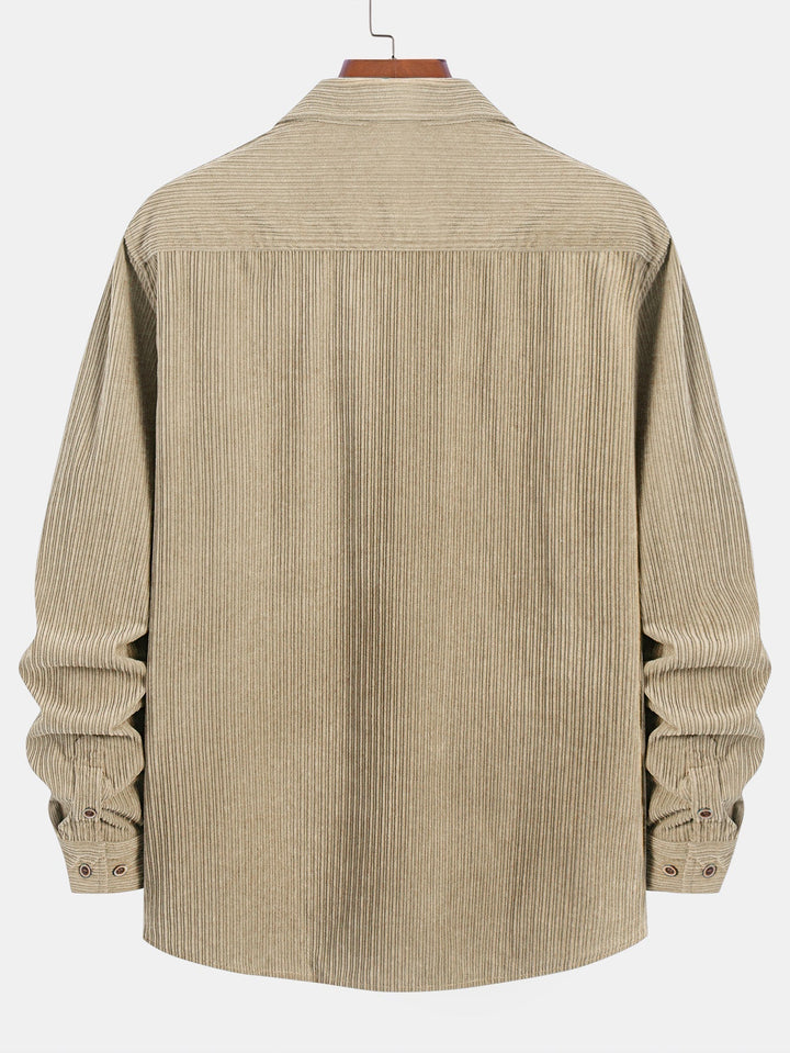Ron | Long Sleeve Corduroy Shirt with Pocket and Buttons