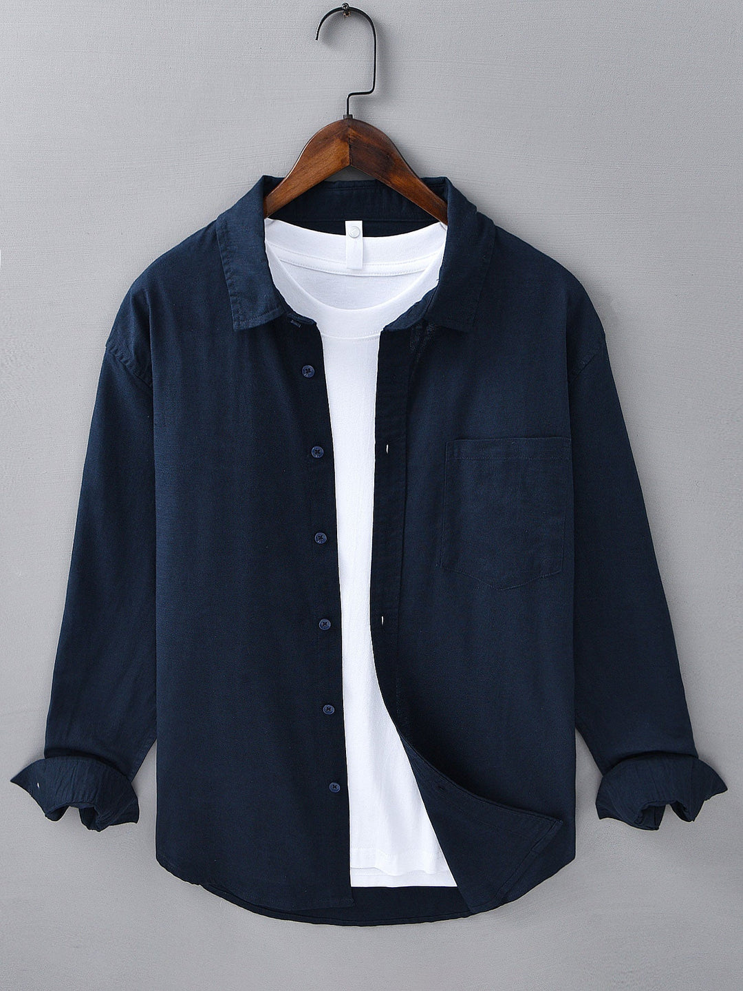 Alex | Long Sleeve Linen and Cotton Shirt with Pocket