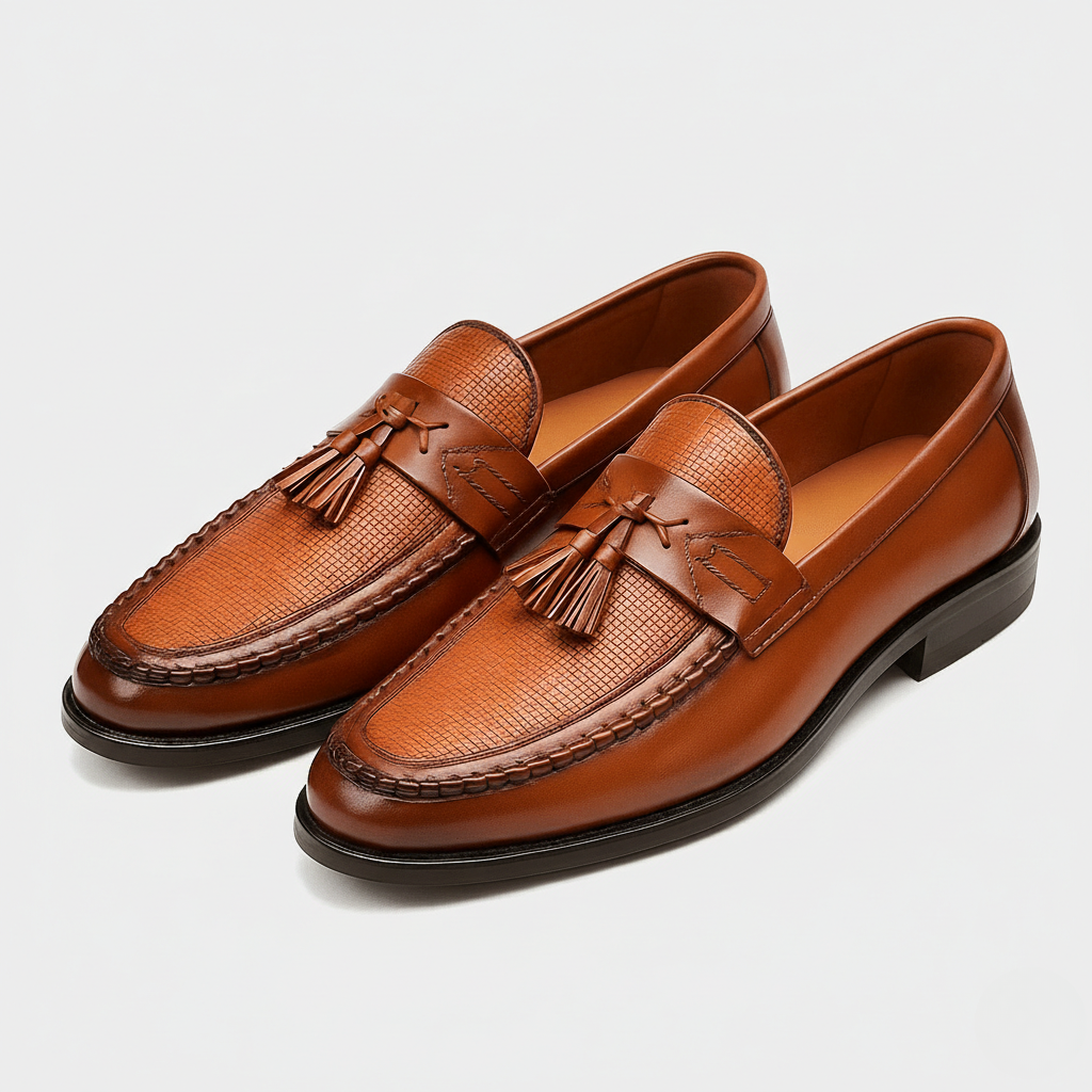 Shawn | Box Calf Leather Saddle Tassel Loafer