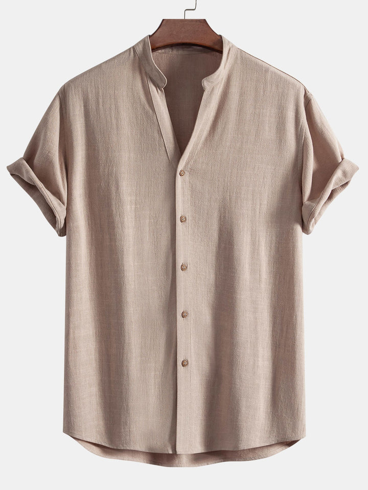 Tommy | Linen and Rayon V-Neck Short Sleeve Shirt