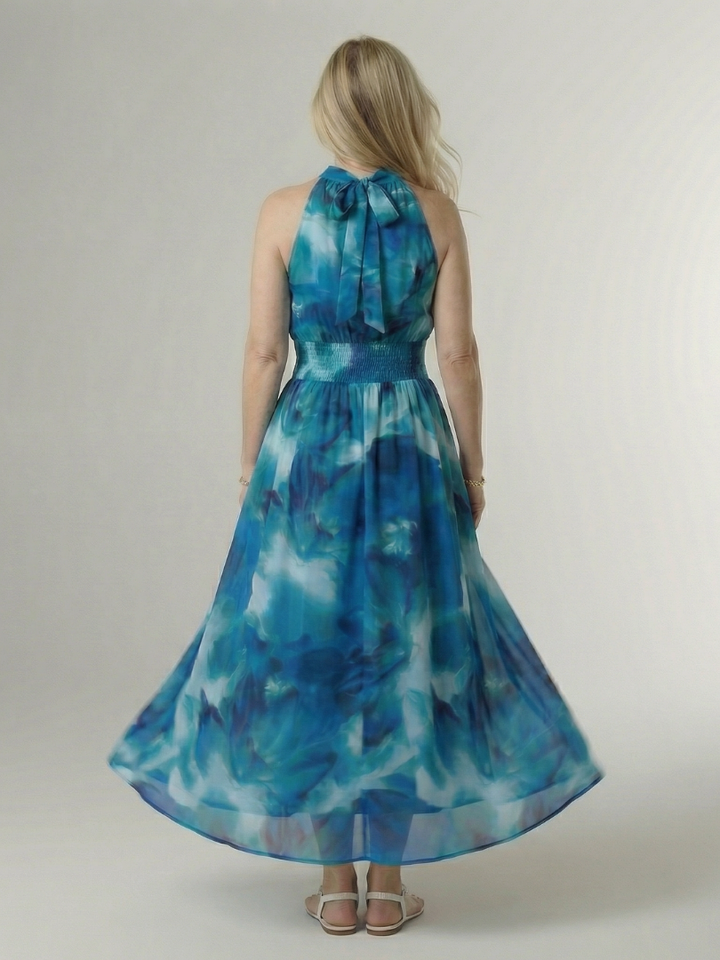 Sylin | Midi Dress with Gathered Halter Neck